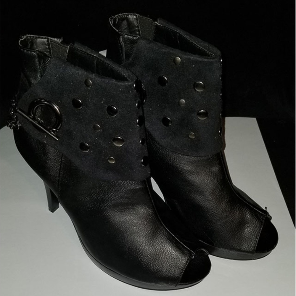 Liliana Black Ankle High Heel Boots